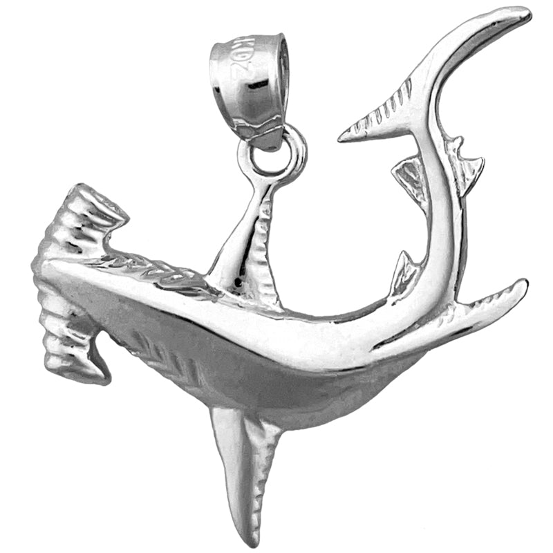 14K Gold Hammerhead-Hai-Anhänger, 30 mm