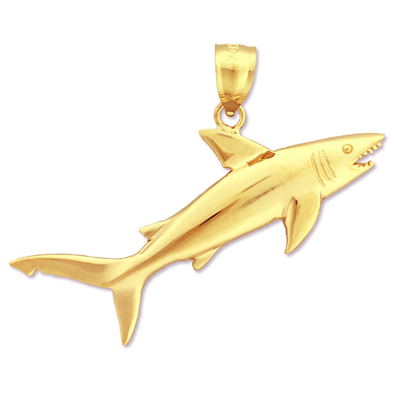 14K Gold Hai-Anhänger mit offenem Maul