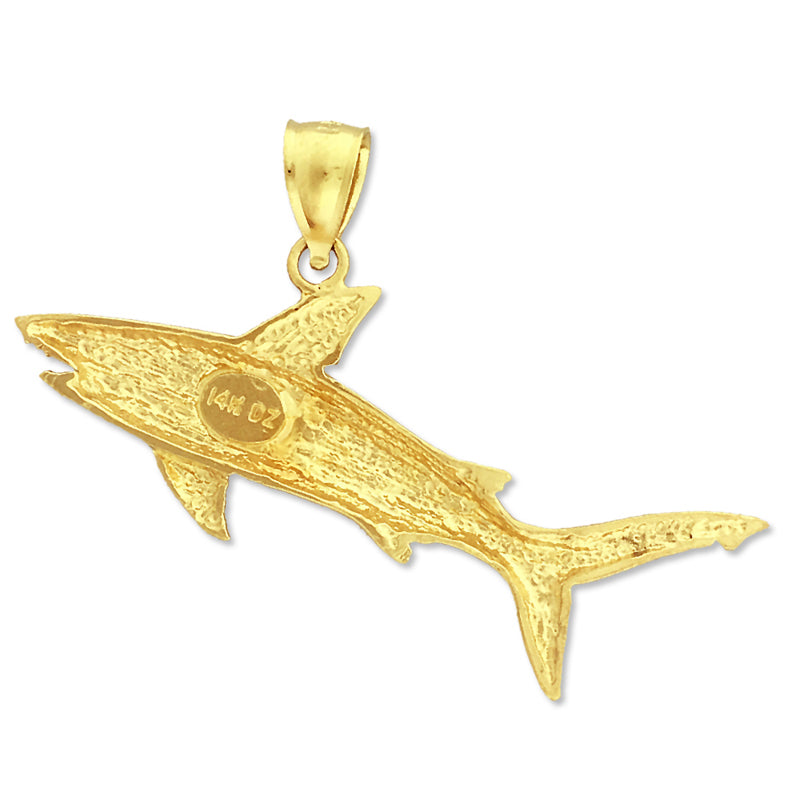 14K Gold Hai-Anhänger mit offenem Maul