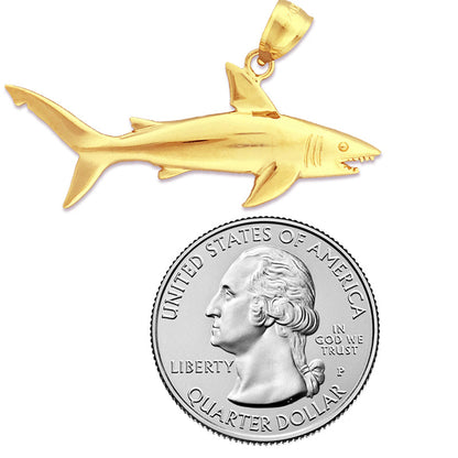 14K Gold Hai-Anhänger mit offenem Maul