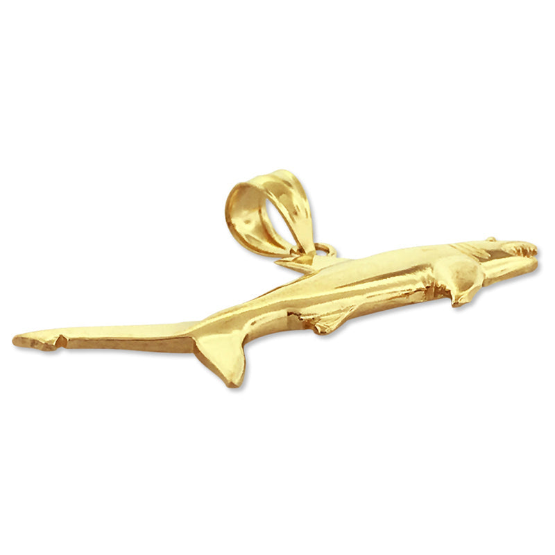 14K Gold Hai-Anhänger mit offenem Maul