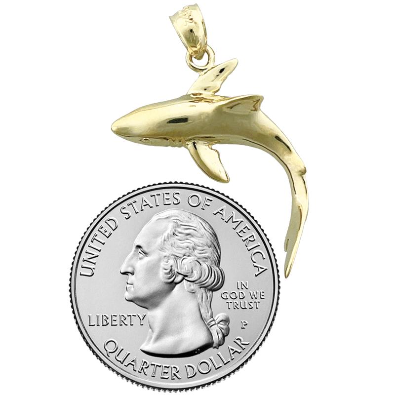585 Gold Hai-Anhänger mit Rückenansicht