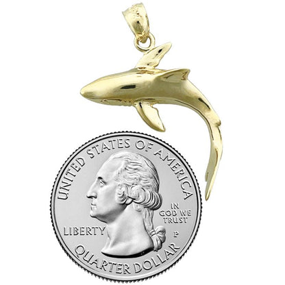 585 Gold Hai-Anhänger mit Rückenansicht