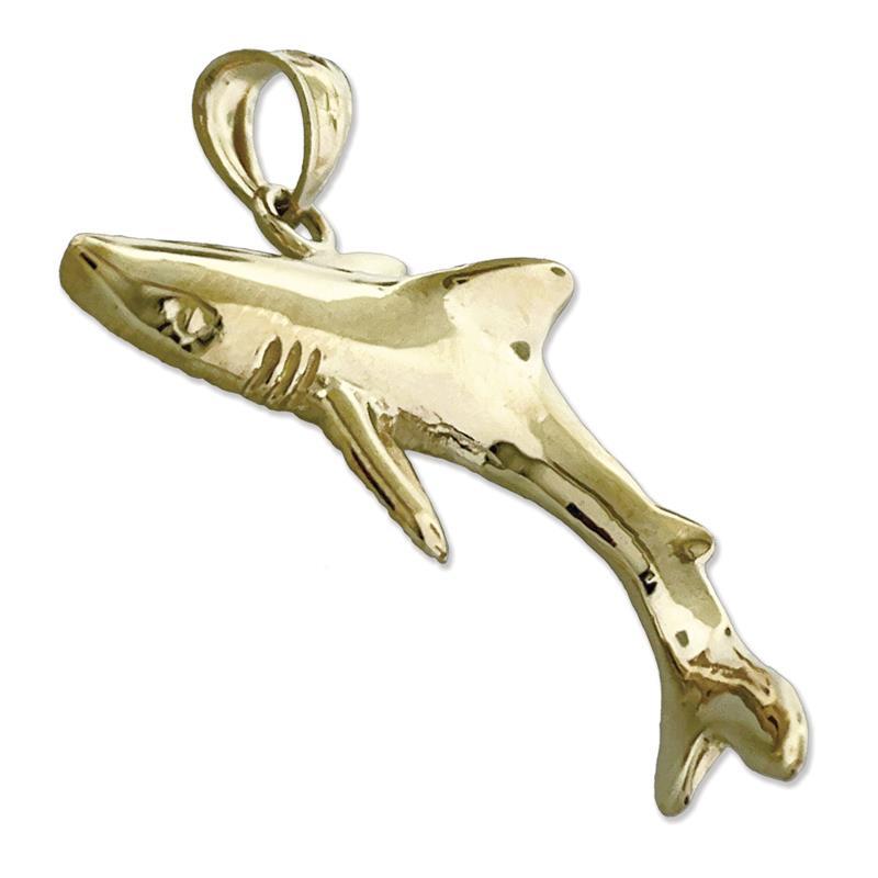 585 Gold Hai-Anhänger mit Rückenansicht