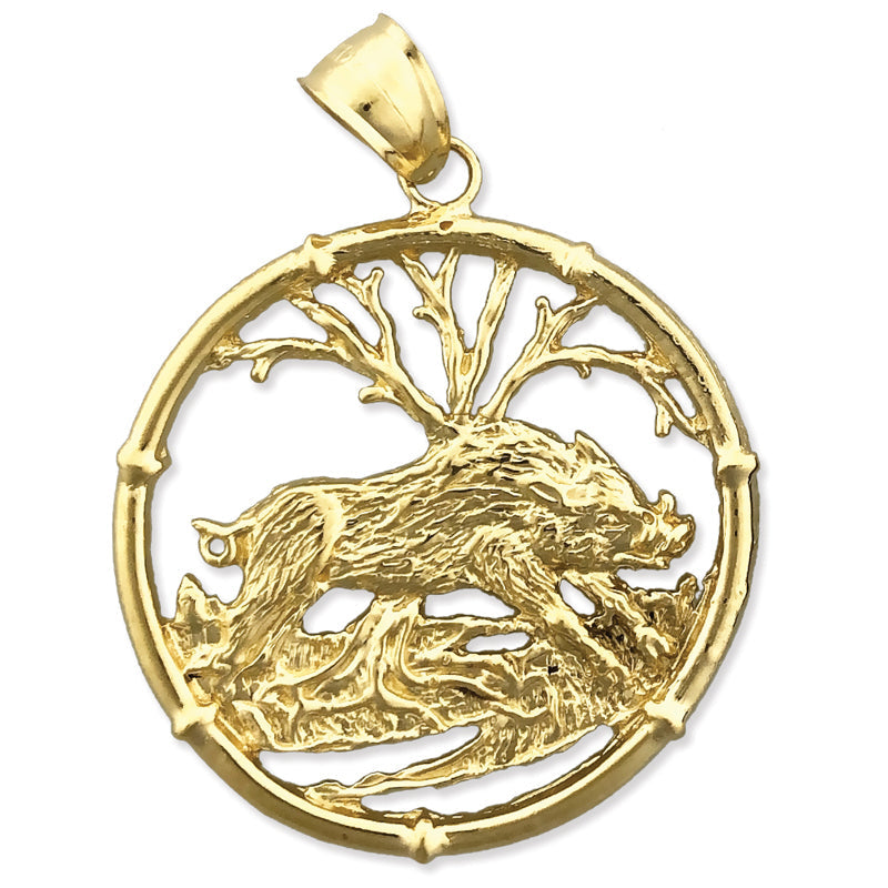 14K Gold Schwein Chinesisches Sternzeichen Anhänger