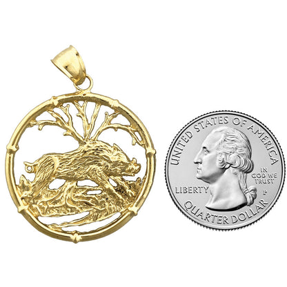 14K Gold Schwein Chinesisches Sternzeichen Anhänger