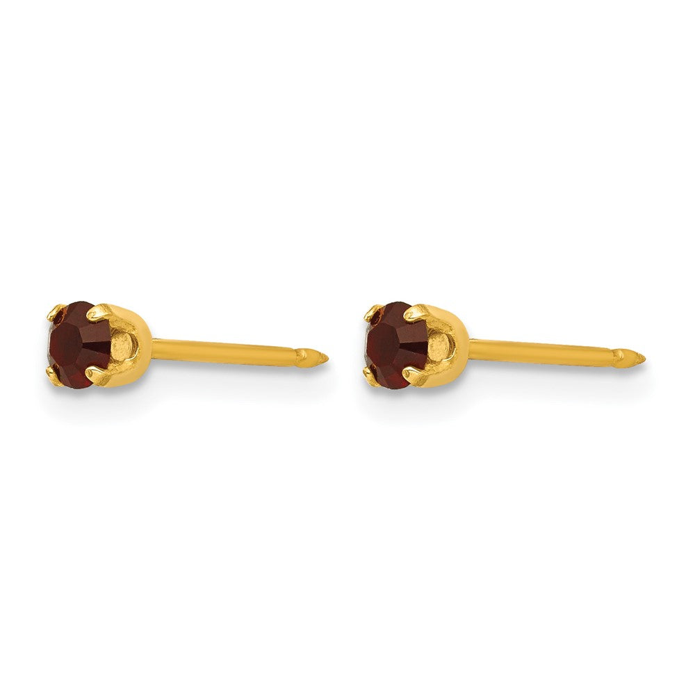 14K Gelbgold 3mm January Kristall Geburtsstein Ohrstecker