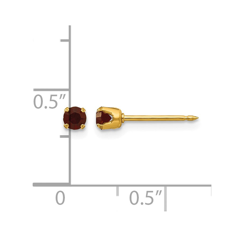 14K Gelbgold 3mm January Kristall Geburtsstein Ohrstecker