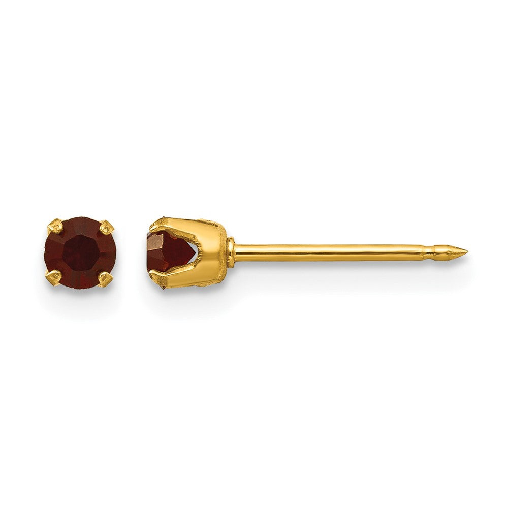 14K Gelbgold 3mm January Kristall Geburtsstein Ohrstecker