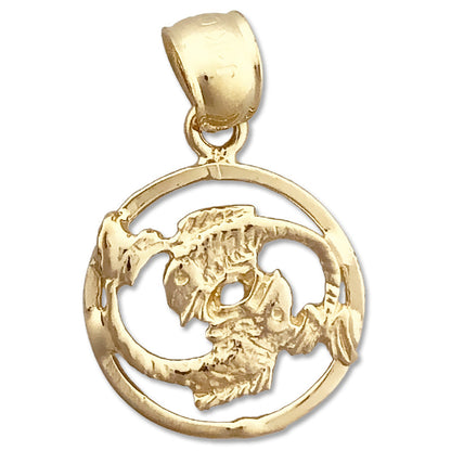 14K Gold Fische Sternzeichen Kreis-Charm