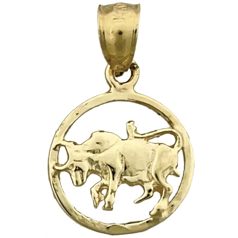 14K Gold Sternzeichen-Anhänger Stier im Kreis