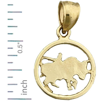 14K Gold Sternzeichen-Anhänger Stier im Kreis