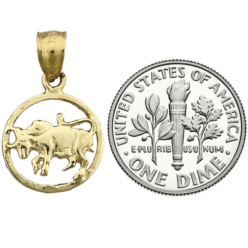 14K Gold Sternzeichen-Anhänger Stier im Kreis