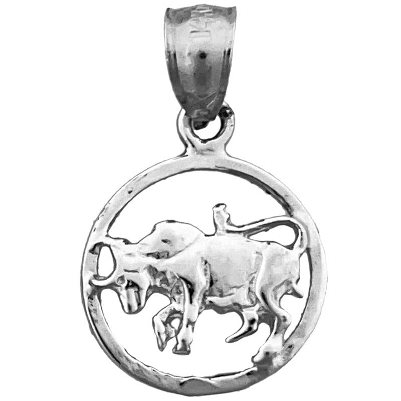 14K Gold Sternzeichen-Anhänger Stier im Kreis