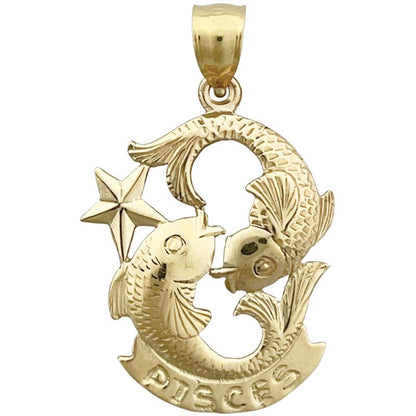 14K Gold Sternzeichen Fische Charm, 20 mm