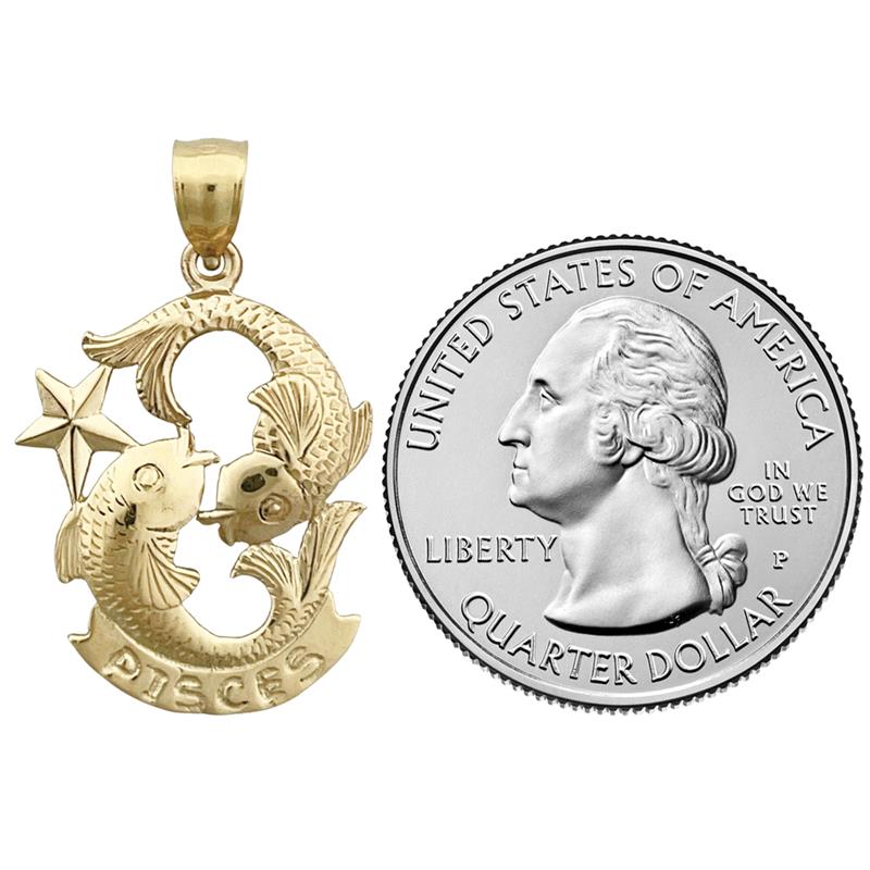 14K Gold Sternzeichen Fische Charm, 20 mm