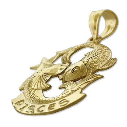 14K Gold Sternzeichen Fische Charm, 20 mm