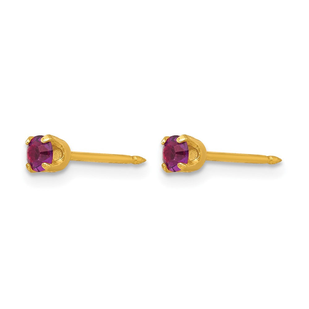 14K Gelbgold 3mm February Kristall Geburtsstein Ohrstecker