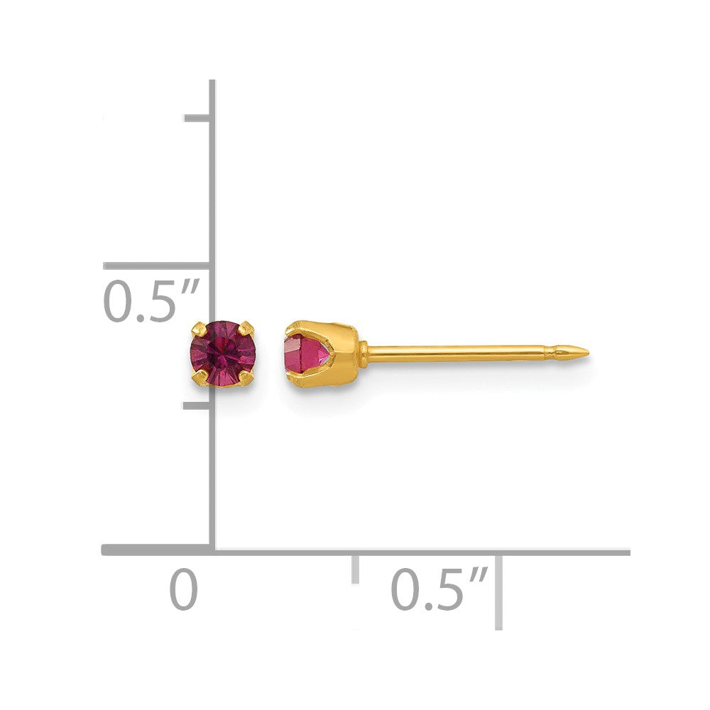 14K Gelbgold 3mm February Kristall Geburtsstein Ohrstecker