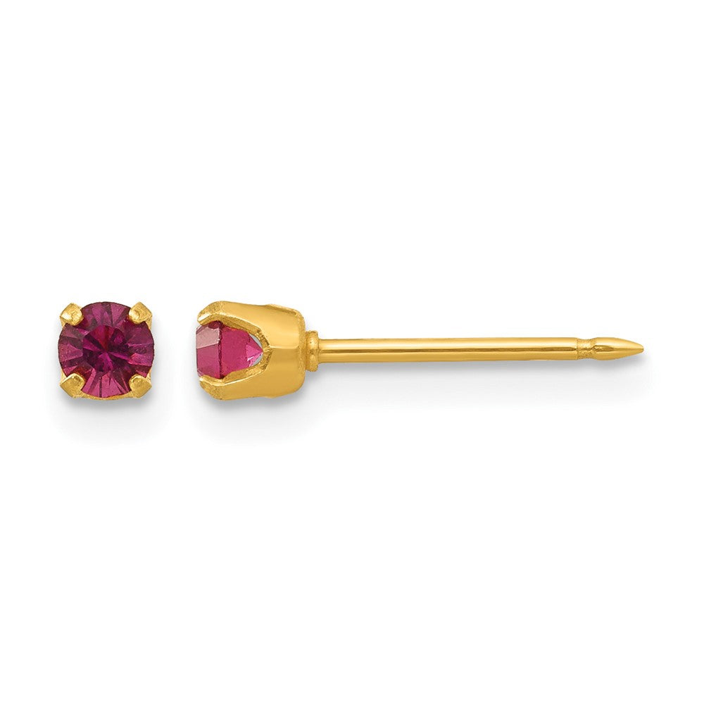 14K Gelbgold 3mm February Kristall Geburtsstein Ohrstecker