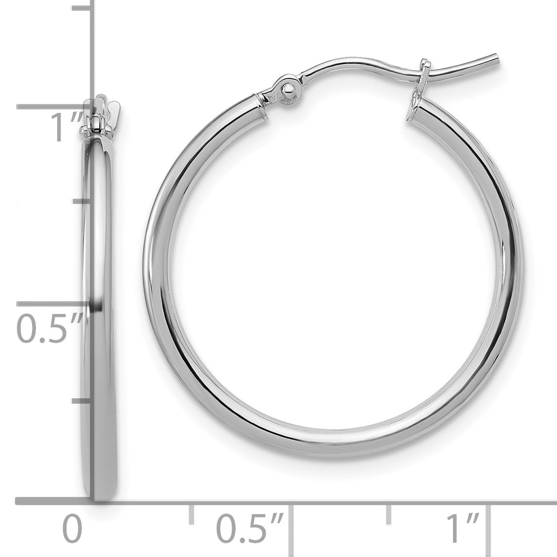 14K Weißgold 2x25mm Poliert Creolen