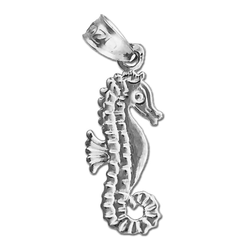 14K Gold Seepferdchen-Charm mit geringeltem Schwanz, Meereswelt-Design