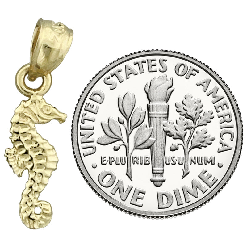 14K Gold Kleiner Seepferdchen-Charm