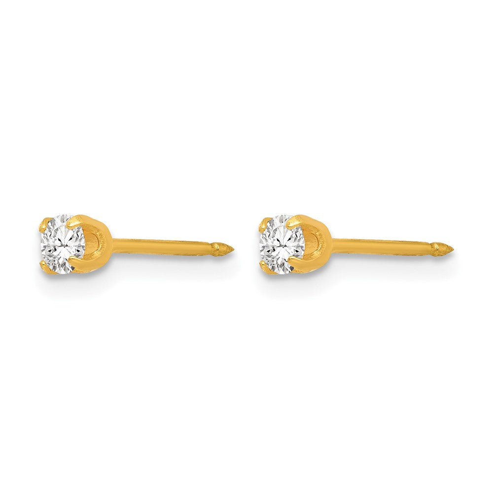 14K Gelbgold 3mm April Kristall Geburtsstein Ohrstecker
