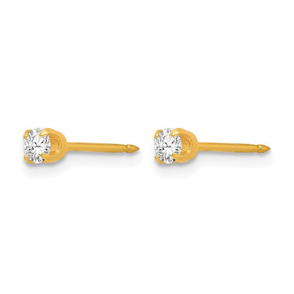 14K Gelbgold 3mm April Kristall Geburtsstein Ohrstecker
