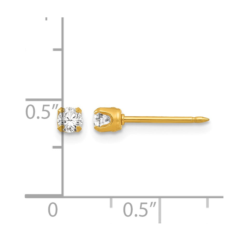 14K Gelbgold 3mm April Kristall Geburtsstein Ohrstecker