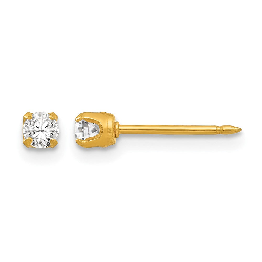14K Gelbgold 3mm April Kristall Geburtsstein Ohrstecker