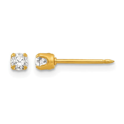 14K Gelbgold 3mm April Kristall Geburtsstein Ohrstecker