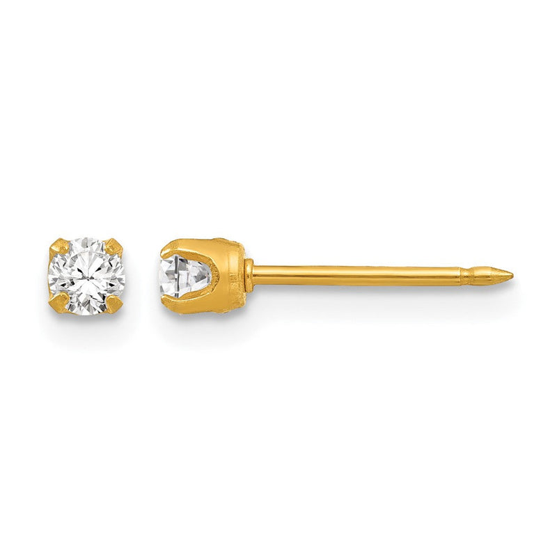 14K Gelbgold 3mm April Kristall Geburtsstein Ohrstecker