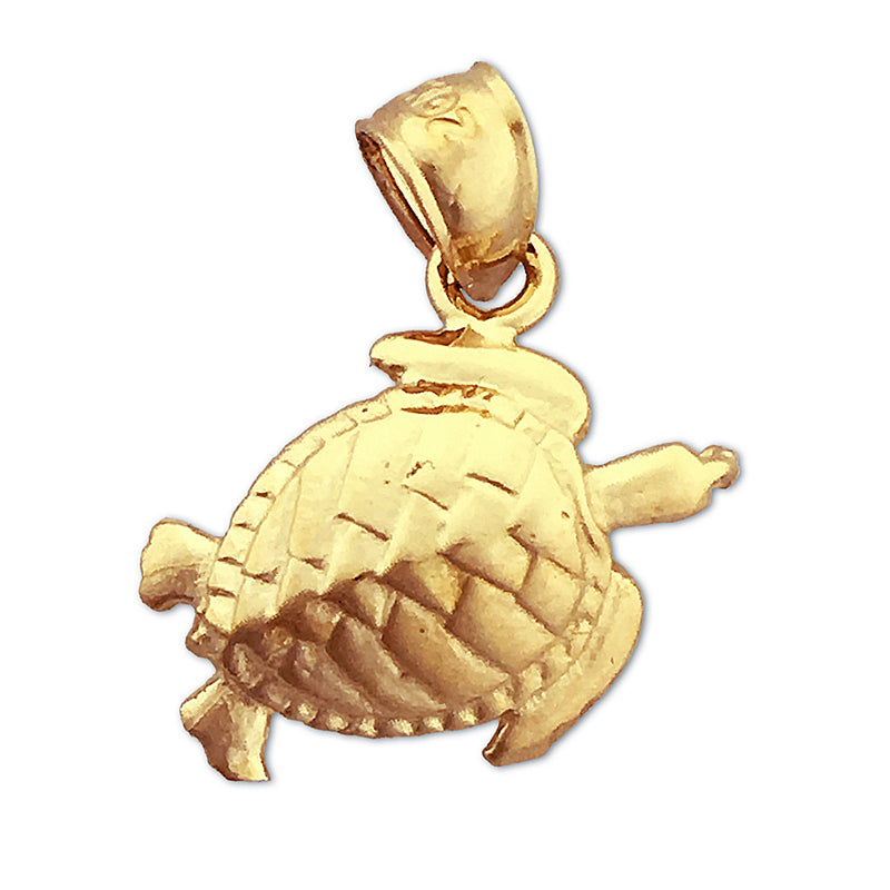 14K Gold Meereswelt-Schildkröten-Anhänger, 20 mm