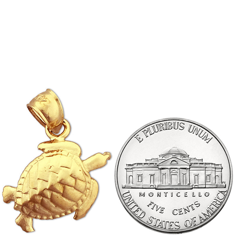 14K Gold Meereswelt-Schildkröten-Anhänger, 20 mm