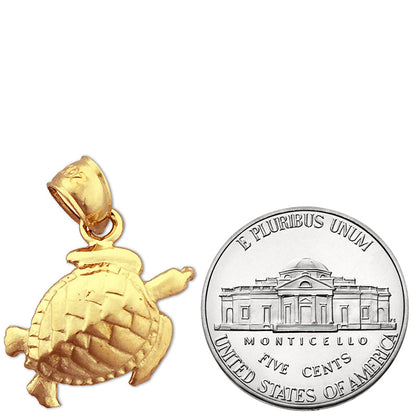 14K Gold Meereswelt-Schildkröten-Anhänger, 20 mm
