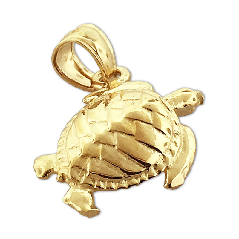 14K Gold Meereswelt-Schildkröten-Anhänger, 20 mm