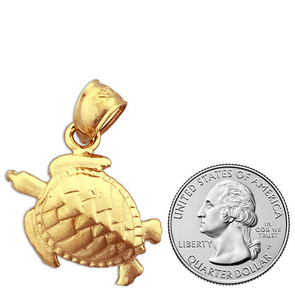 14K Gold Meeresschildkröten-Anhänger, 30 mm