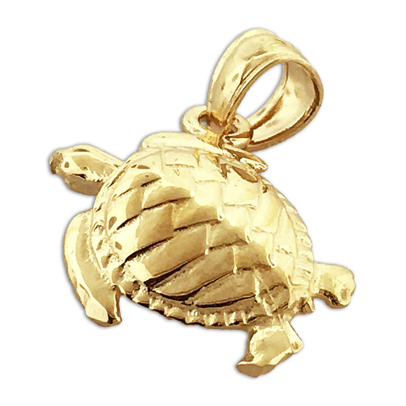 14K Gold Meeresschildkröten-Anhänger, 30 mm
