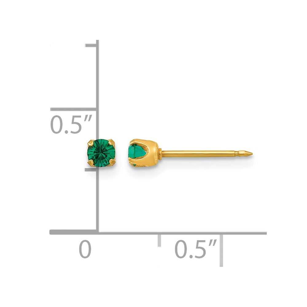 14K Gelbgold 3mm May Kristall Geburtsstein Ohrstecker