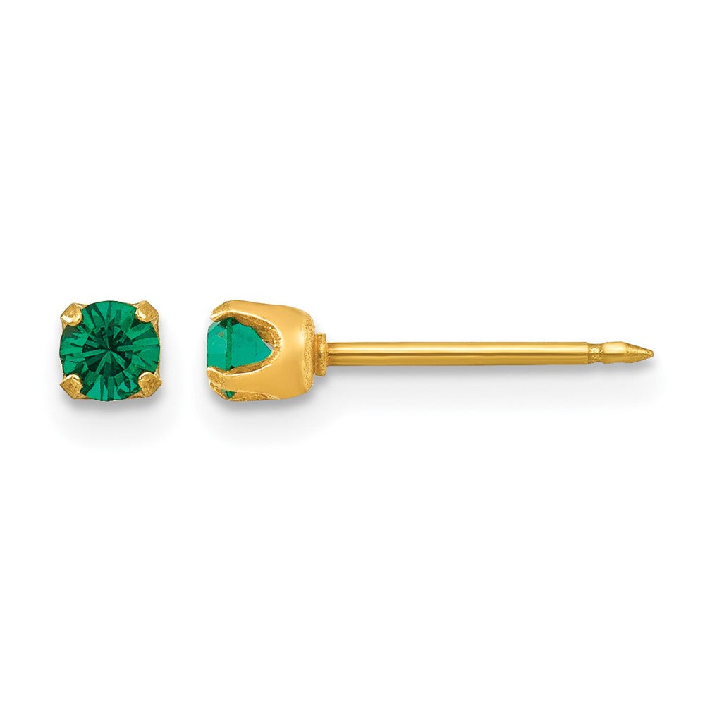 14K Gelbgold 3mm May Kristall Geburtsstein Ohrstecker
