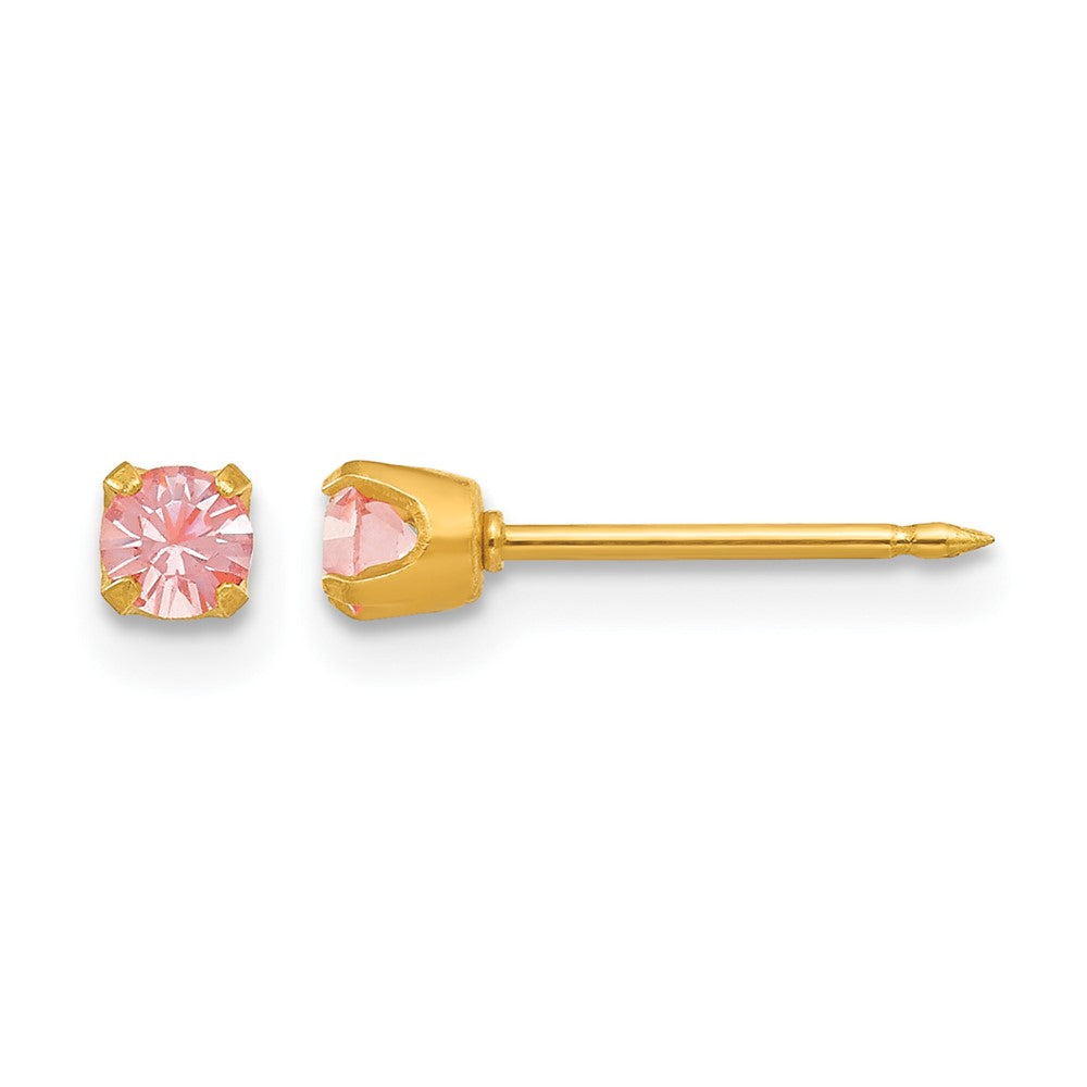 14K Gelbgold 3mm June Kristall Geburtsstein Ohrstecker