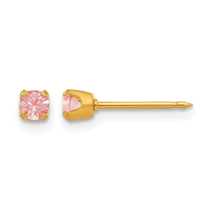 14K Gelbgold 3mm June Kristall Geburtsstein Ohrstecker