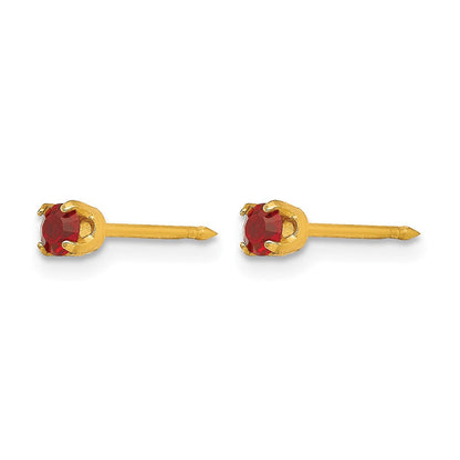 14K Gelbgold 3mm July Kristall Geburtsstein Ohrstecker