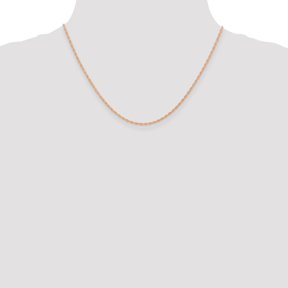 14K Roségold Carded 1.15mm Ankerkette Kordel mit Federring Verschluss Halskette