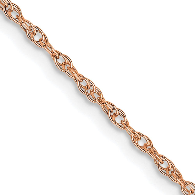14K Roségold Carded 1.15mm Ankerkette Kordel mit Federring Verschluss Halskette