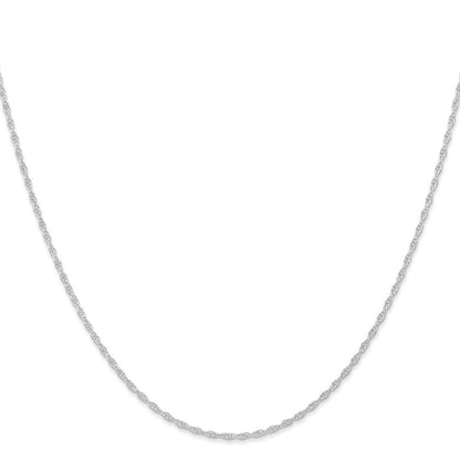 14K Weißgold Carded 1.15mm Ankerkette Kordel mit Federring Verschluss Halskette