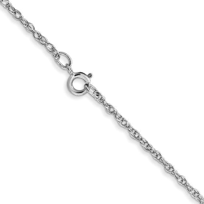 14K Weißgold Carded 1.15mm Ankerkette Kordel mit Federring Verschluss Halskette