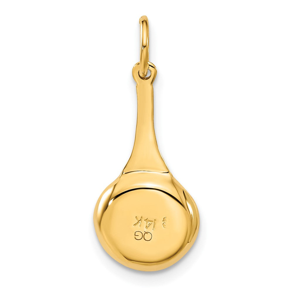 14K Gelbgold 14K 3d Frying Pan mit Emailliert Egg Charm
