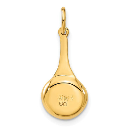 14K Gelbgold 14K 3d Frying Pan mit Emailliert Egg Charm